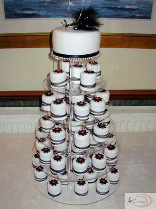 Black and White individual Wedding cakes