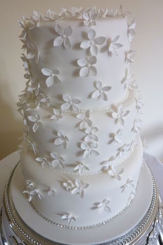 For the wedding cake the bride choose a 3 tier cake decorated with white