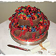 Chocolate Cigarellos and Fruit Wedding Cake