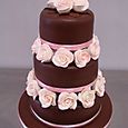 3 tier Chocolate cake with pink roses