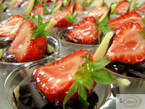 Chocolate tulip cup with strawberry