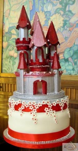 Red Castle Wedding Cake