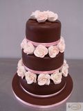 3 tier Chocolate cake with pink roses