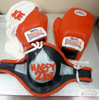 21st Boxing Gloves Birthday Cake