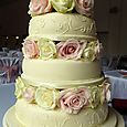 3 Tier Ivory Wedding Cake with Roses 3