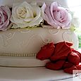 3 Tier Ivory Wedding Cake with Roses 2