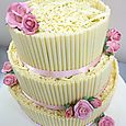 La Creme 3 tier cigarello wedding cake with pink roses