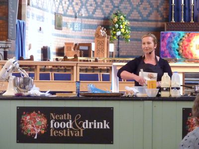 Sian demonstrating at the Neath food festival 2010 s