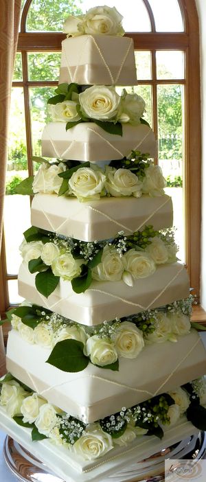 5 Tier Ivory Wedding Cake 9