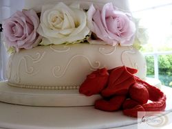 3 Tier Ivory Wedding Cake with Roses 2