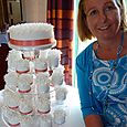 Individual mini blossom wedding cakes