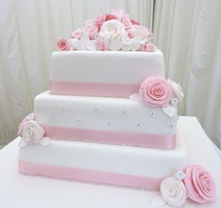 3 tier pink and white wedding cake s