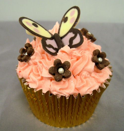 La Creme Pink Cup Cake with butterfly