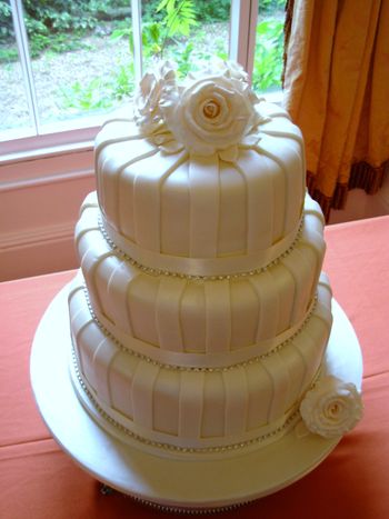 3 tier Cream Wedding Cake with diamantes