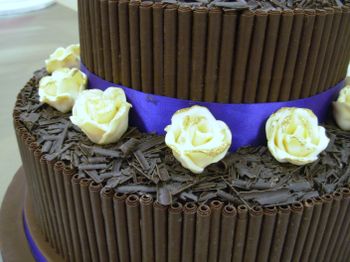 Dark Chocolate and ivory Roses Wedding cake