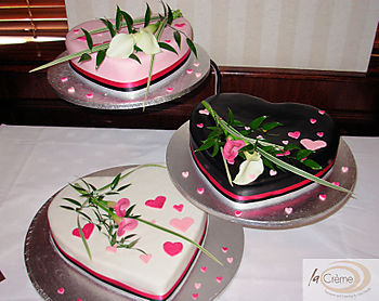 3 tier hearted shaped wedding cakes